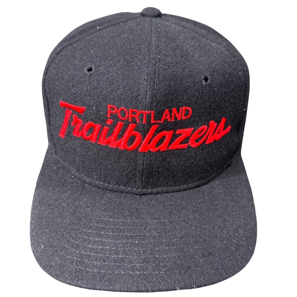 Vintage Portland Trail Blazers Snapback Hat The Pro Specialty Black Wool NBA Cap